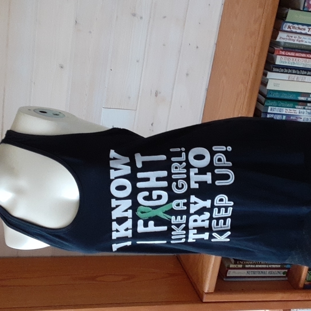 Girl Power, size small, white lettering on black tank.